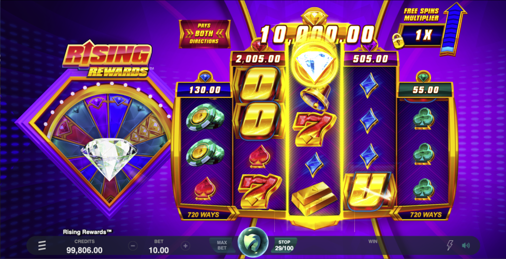 Rising Rewards slot machine diamond jackpot increase